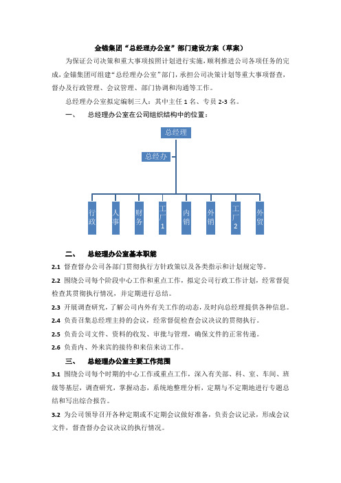 总经办部门建设方案(初稿)