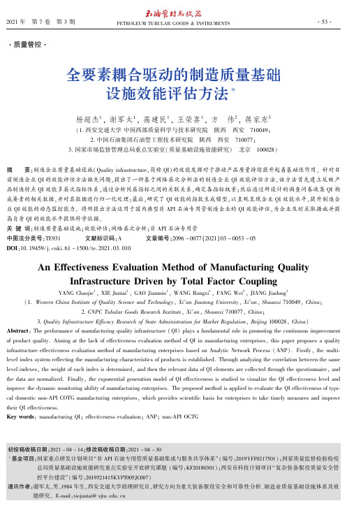 全要素耦合驱动的制造质量基础设施效能评估方法