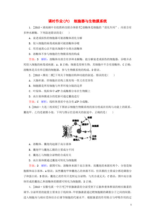 高考生物一轮复习课时作业6细胞器与生物膜系统