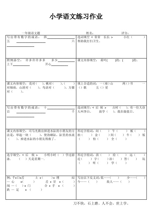 小学一年级语文每日必练II (28)