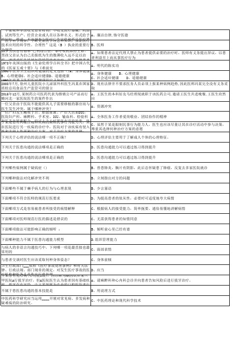 2019年医师定期考核题库__临床类(人文医学测评)整理题库