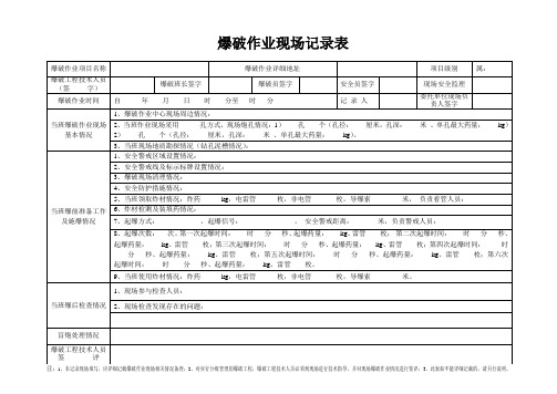 爆破作业现场记录表1