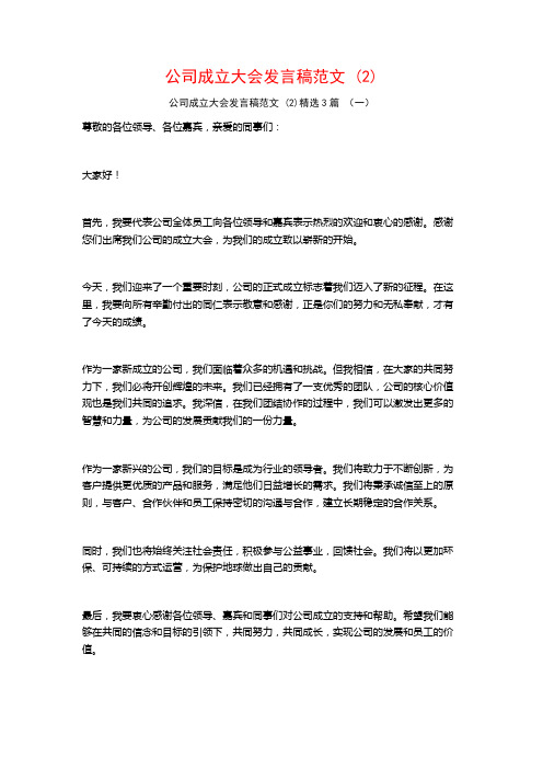 公司成立大会发言稿范文3篇