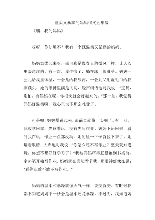 温柔又暴躁的妈妈作文五年级