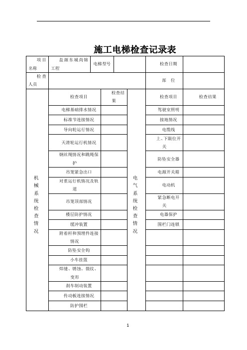 施工电梯检查记录表