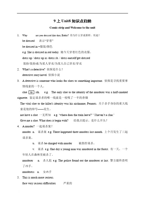 江苏省永丰初级中学牛津译林版九年级英语上册Unit8知识点归纳