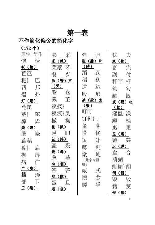 二简字表