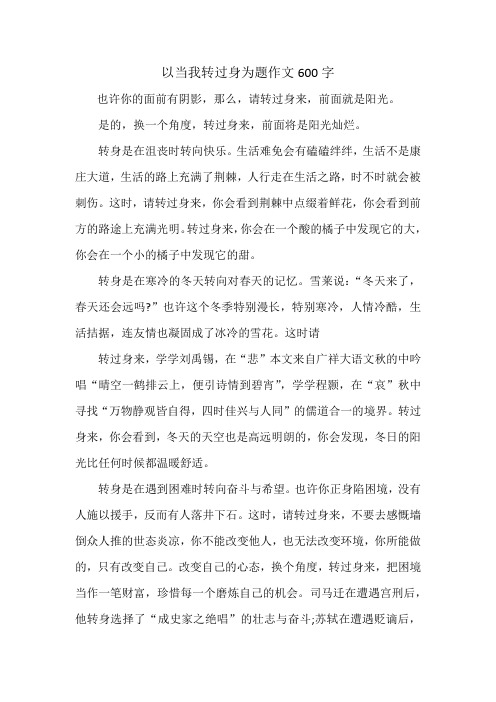 以当我转过身为题作文600字