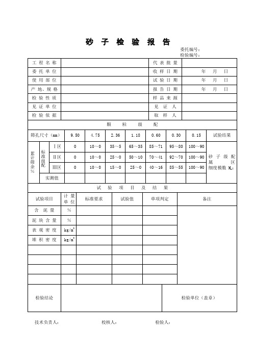 砂子检验报告