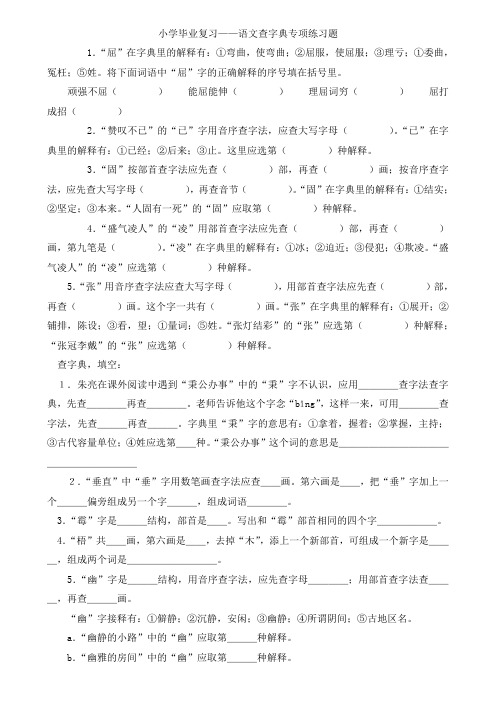 人教版六年级下册语文期末复习 语文查字典专项练习题