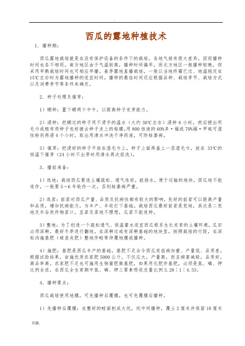 西瓜的露地种植技术