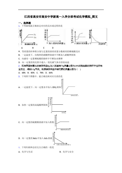 江西省高安市高安中学新高一入学分班考试化学模拟_图文