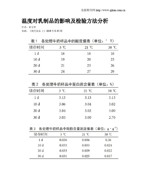 温度对乳制品的影响及检验方法分析