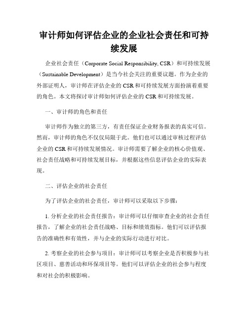 审计师如何评估企业的企业社会责任和可持续发展