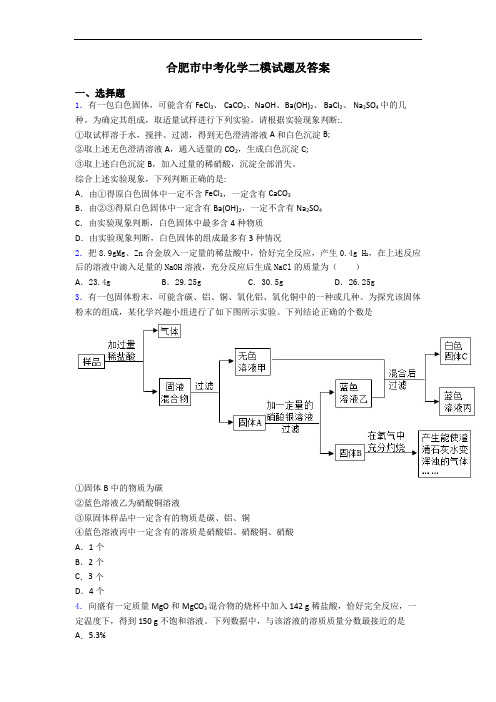 合肥市中考化学二模试题及答案