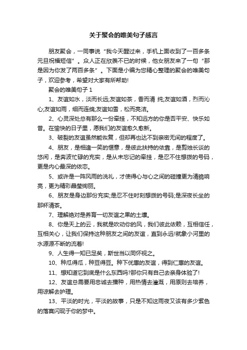 关于聚会的唯美句子感言