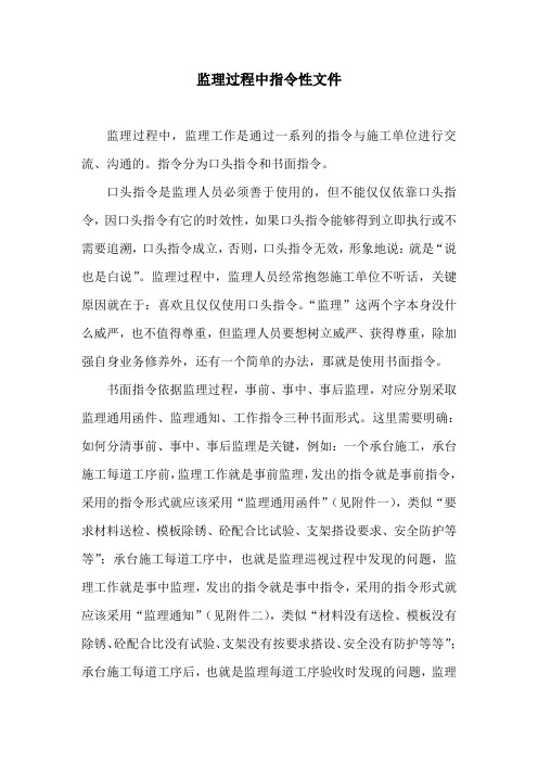 监理过程中指令性文件