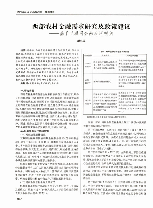 西部农村金融需求研究及政策建议——基于互联网金融应用视角