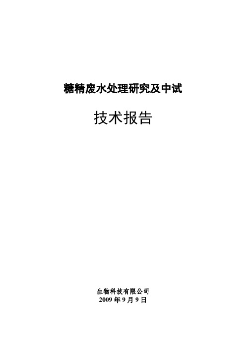 糖精废水处理研究及中试技术报告