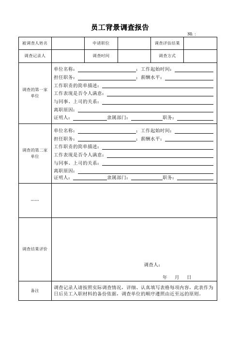 员工背景调查报告