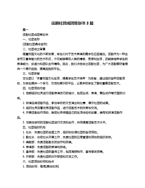 话剧社团成团策划书3篇