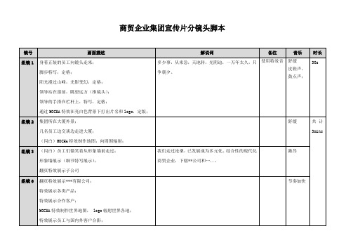 商贸集团宣传片脚本