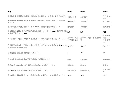 高分子材料基本理论知识竞赛题库样例