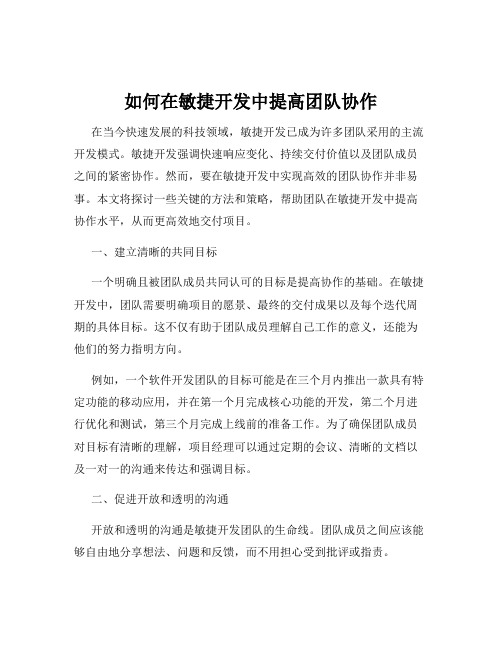 如何在敏捷开发中提高团队协作