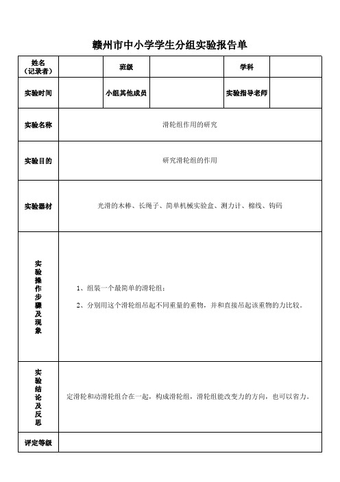 滑轮组作用的研究