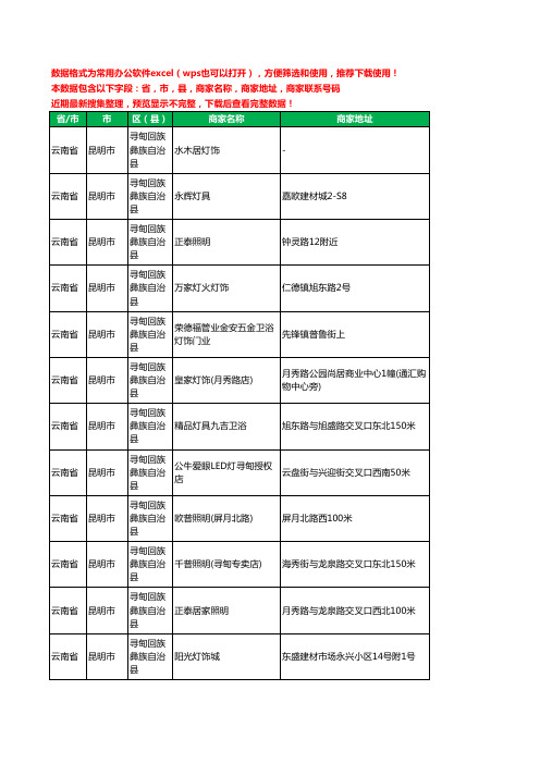 2020新版云南省昆明市寻甸回族彝族自治县照明工商企业公司商家名录名单黄页联系电话号码地址大全48家