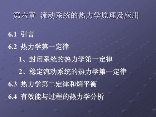 化工热力学第6章 流动系统的热力学原理及应用