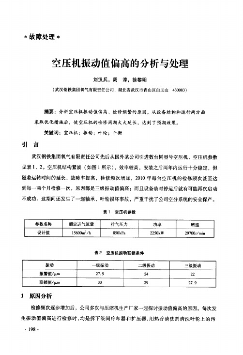 空压机振动值偏高的分析与处理