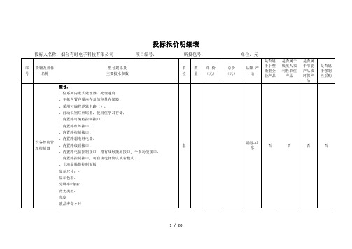 投标报价明细表