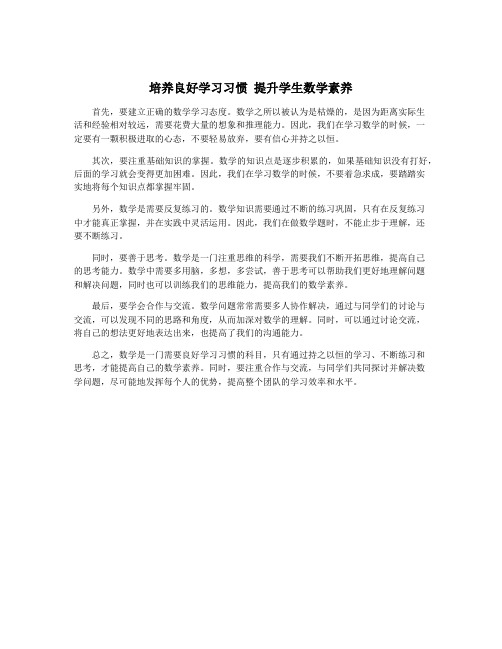 培养良好学习习惯 提升学生数学素养