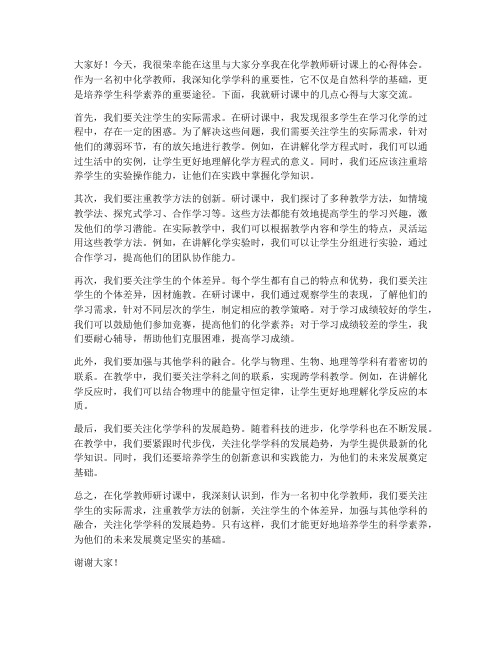 化学教师研讨课发言稿初中