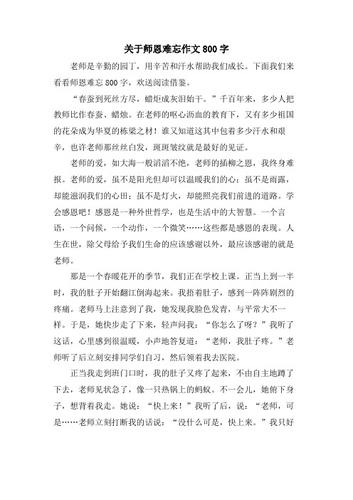 关于师恩难忘作文800字