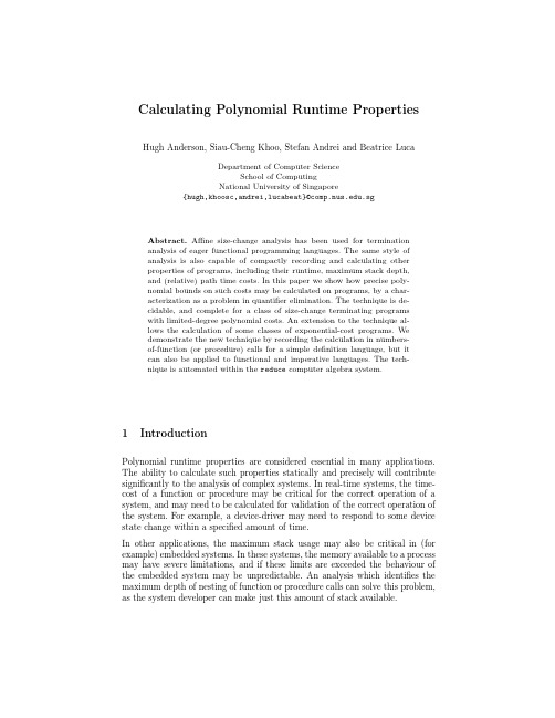 Calculating polynomial runtime properties