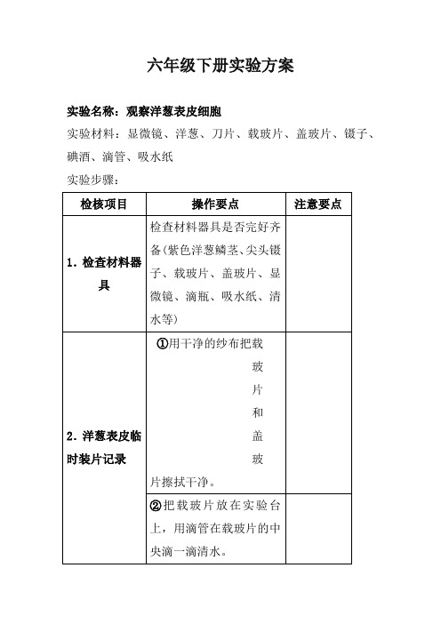 青岛版六年级下册实验操作指导汇总