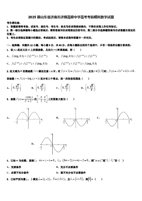 2025届山东省济南市济钢高级中学高考考前模拟数学试题含解析