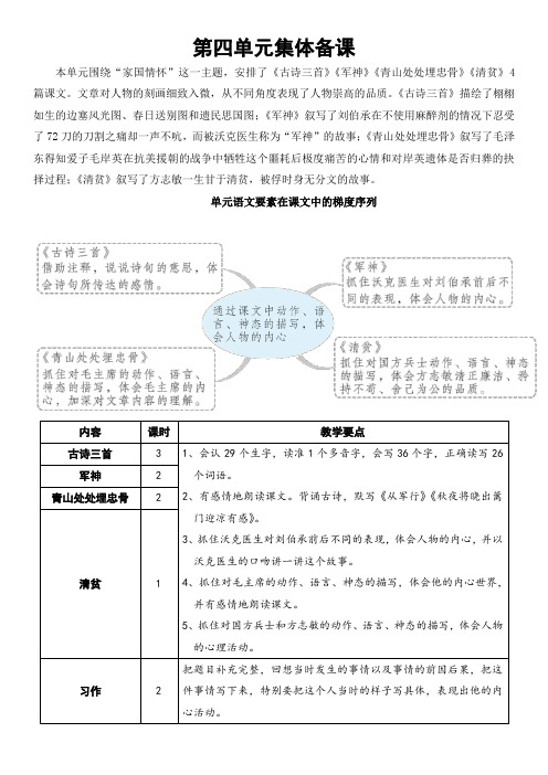 五年级下册语文第四单元单元备课及教案