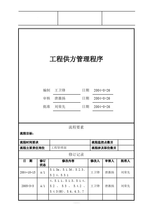 万科地产工程供方管理程序