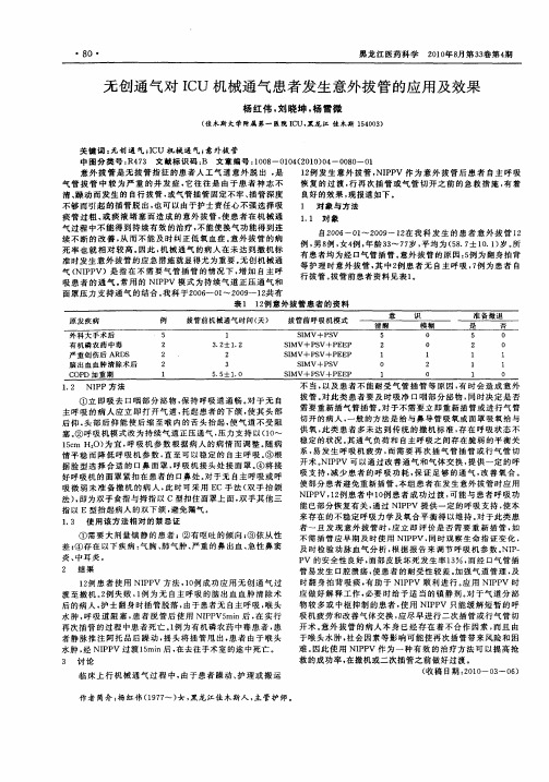 无创通气对ICU机械通气患者发生意外拔管的应用及效果