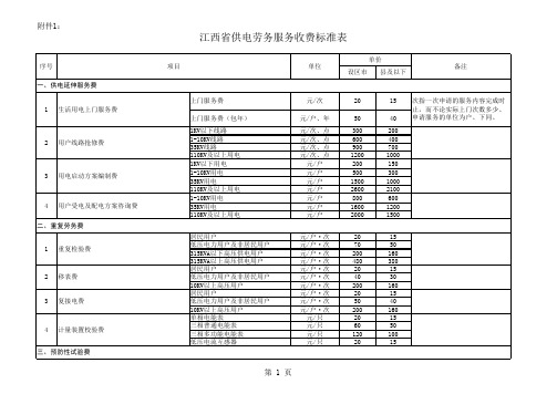 江西省供电劳务服务收费标准表