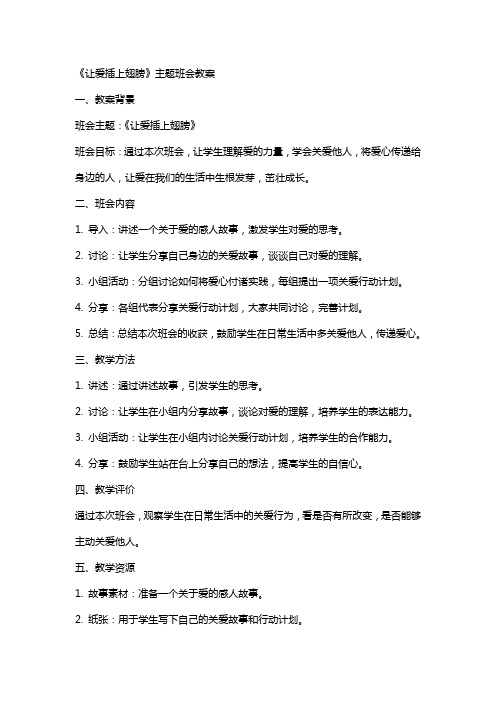 《让爱插上翅膀》主题班会教案