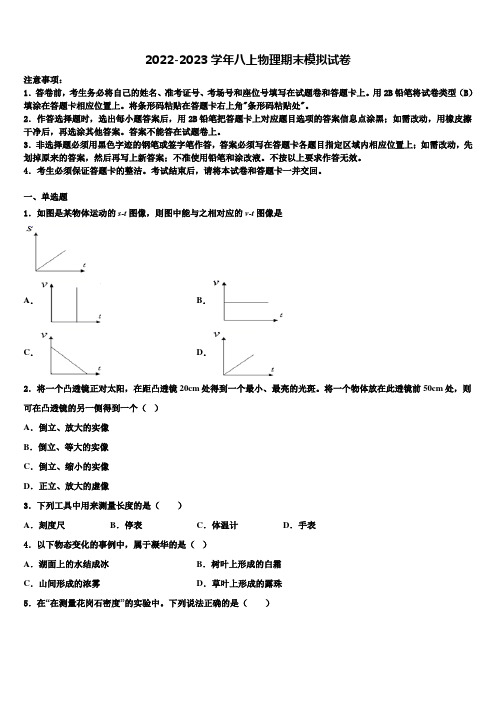 吉林省长春市南关区东北师大附中新城校区2022年物理八年级上册期末学业水平测试试题含解析