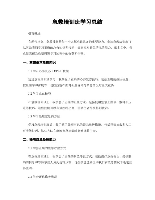 急救培训班学习总结