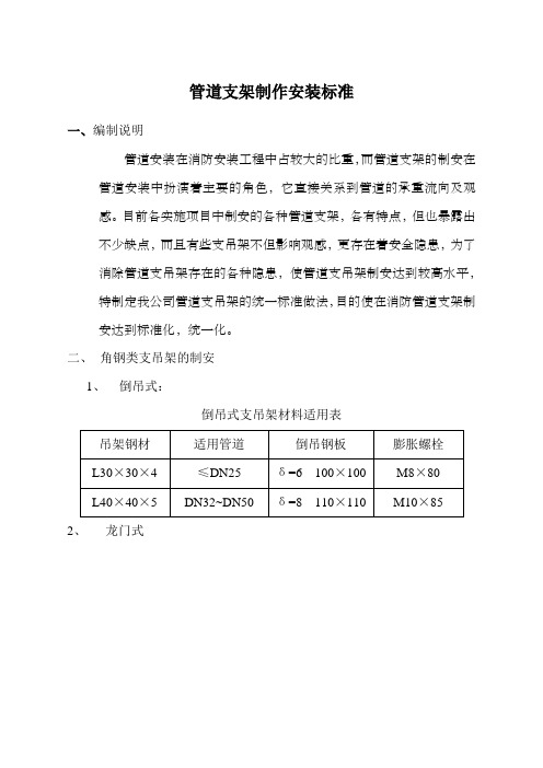 管道支架制作安装标准