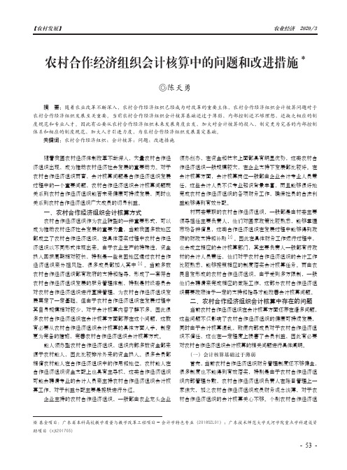 农村合作经济组织会计核算中的问题和改进措施