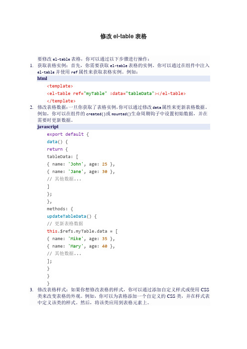 修改el-table表格