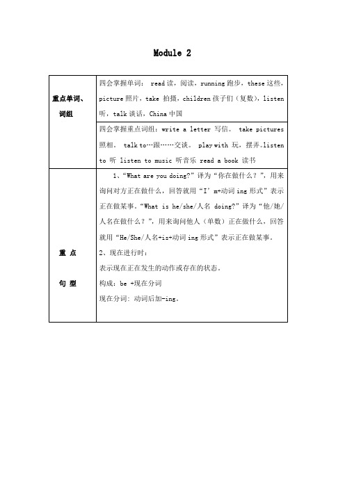 最新外研版小学英语四年级上册Module 2知识梳理